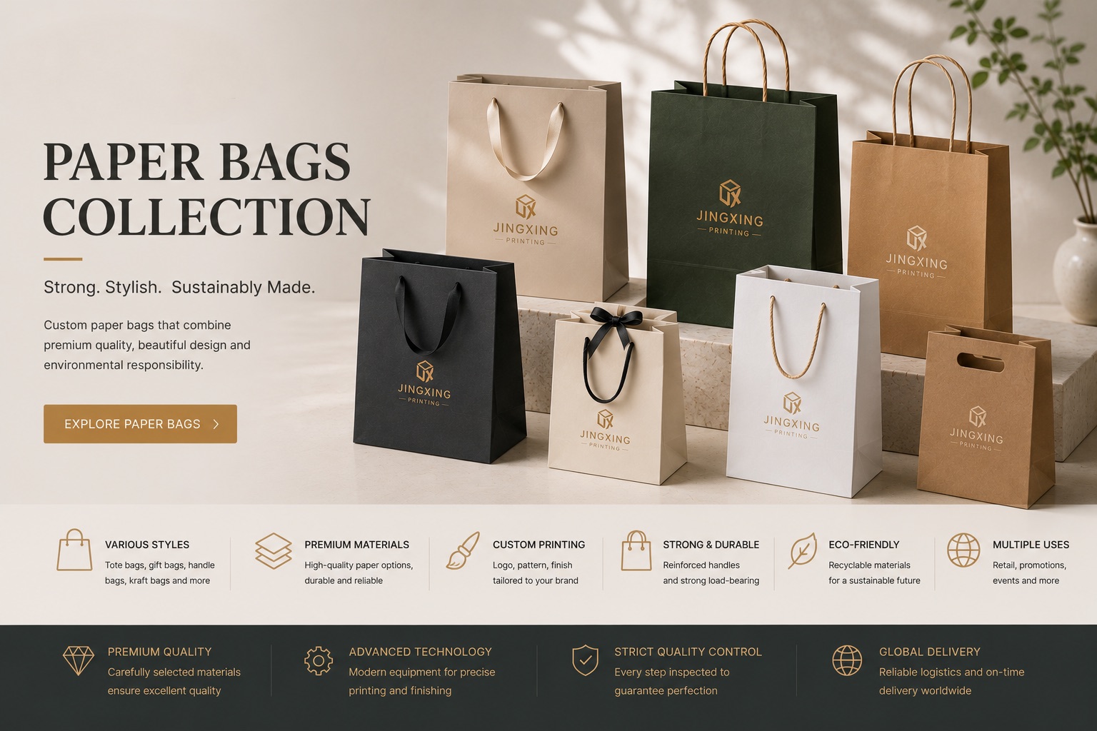 Jingxing paper bags collection custom printed shopping bags banner