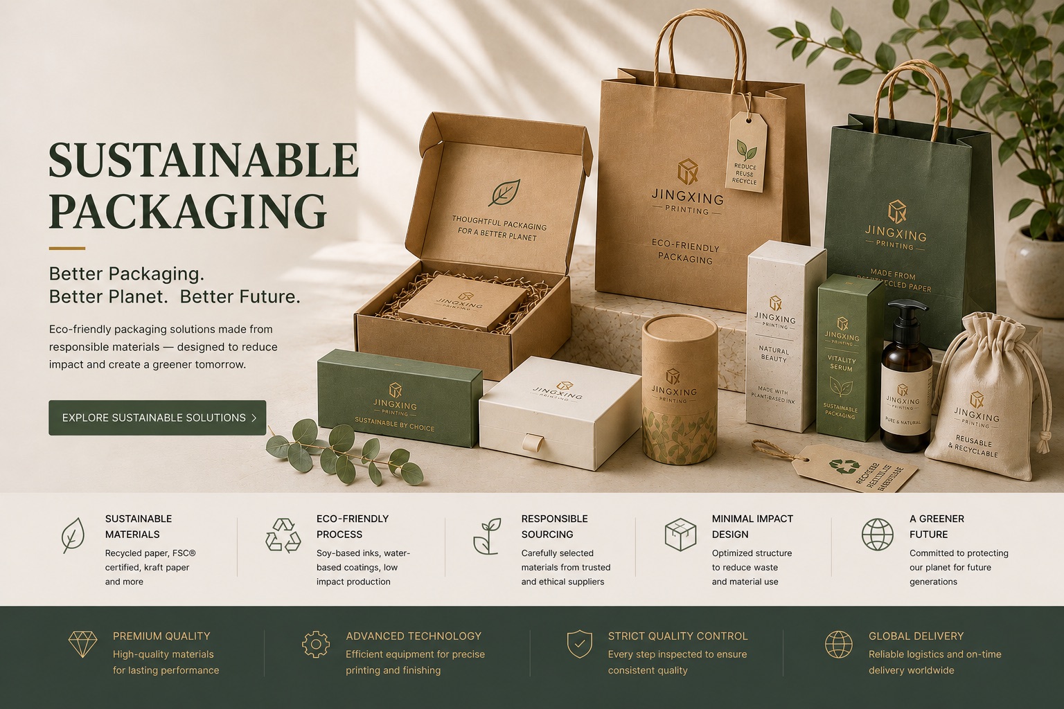 Jingxing sustainable packaging solutions banner